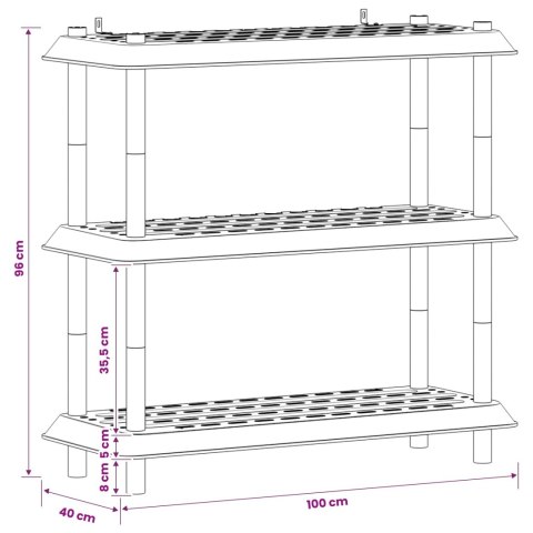 VidaXL Jednostka regałowa 3 poziomów 100 x 40 x 96 cm PP antracytowy