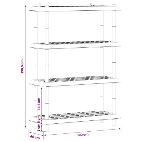 VidaXL Jednostka regałowa 4 poziomów 100 x 40 x 136,5 cm PP brązowy