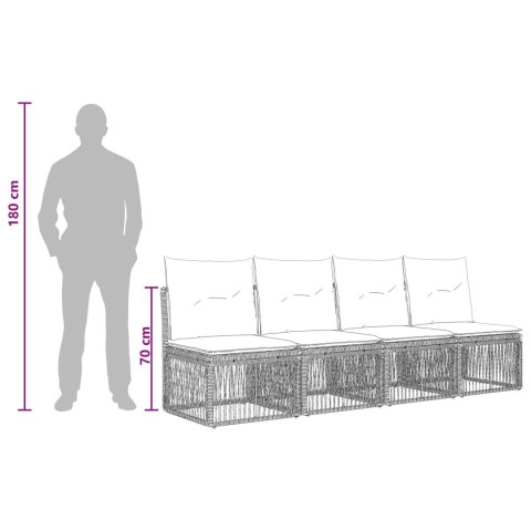 SOFA 4-OSOBOWA 4 PCS 4-LICZBA MIEJSC BEŻOWY POLIRATTAN