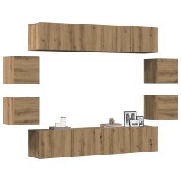 VidaXL 8-cz. zestaw szafek TV, dąb artisan, materiał drewnopochodny