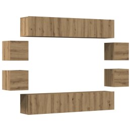 VidaXL 8-cz. zestaw szafek TV, dąb artisan, materiał drewnopochodny
