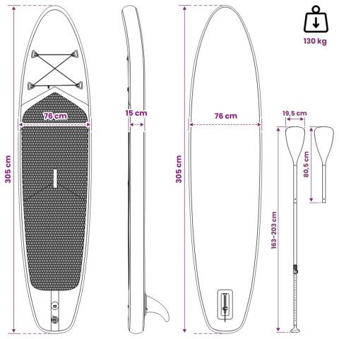 VidaXL Deska SUP z siedziskiem 2-w-1 POSEIDON 305 x 76 x 15 cm zielony