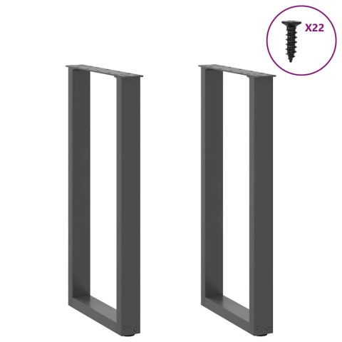 NOGI DO STOŁU KONSOLOWEGO W KSZTAŁCIE LITERY U 2 SZT. ANTRACYT 38X(72-73)CM STAL