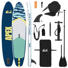 VidaXL Deska SUP z siedziskiem 2-w-1 APEX 305 x 76 x 15 cm niebieski