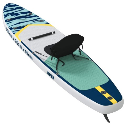 VidaXL Deska SUP z siedziskiem 2-w-1 APEX 305 x 76 x 15 cm niebieski