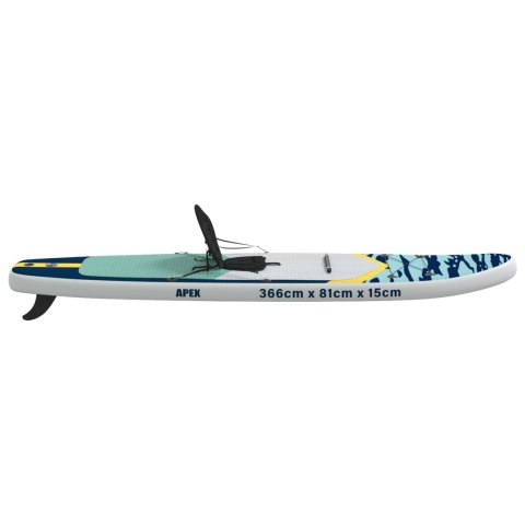 VidaXL Deska SUP z siedziskiem 2-w-1 APEX 366 x 81 x 15 cm niebieski