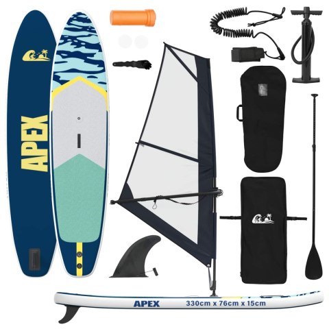 NADMUCHIWANY DESKA SUP Z ŻAGLEM APEX 330X76X15CM NIEBIESKI