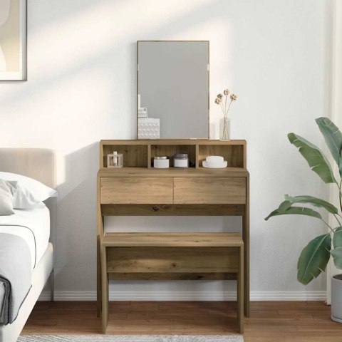 VidaXL Taboret toaletowy Artisan Oak 70x35x45 cm Drewno klejone