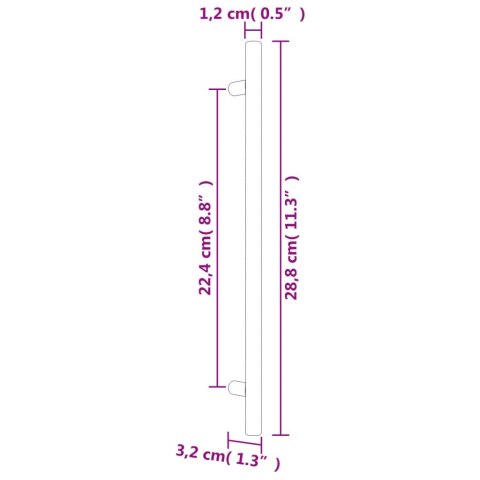 UCHWYTY DO SZAFEK 10 SZT. SREBRNE 224 MM STAL NIERDZEWNA