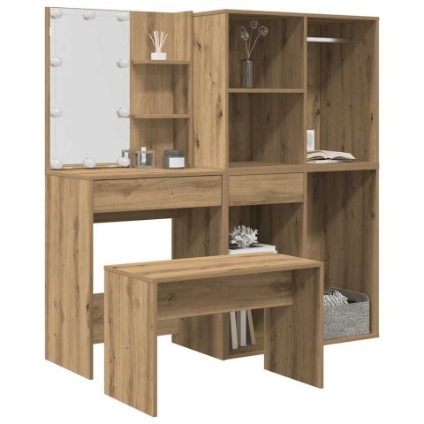 TOALETKA Z OŚWIETLENIEM LED DĄB ARTISAN MATERIAŁ DREWNOPOCHODNY