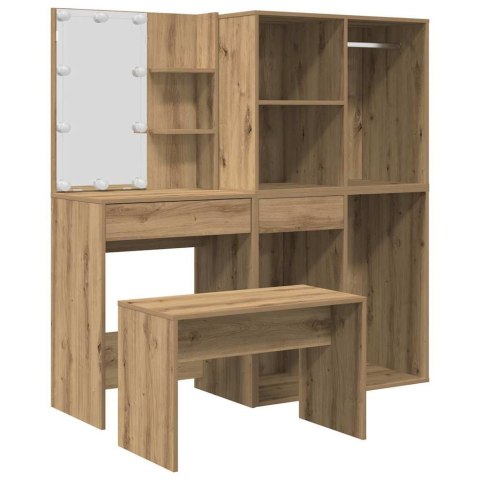 TOALETKA Z OŚWIETLENIEM LED DĄB ARTISAN MATERIAŁ DREWNOPOCHODNY