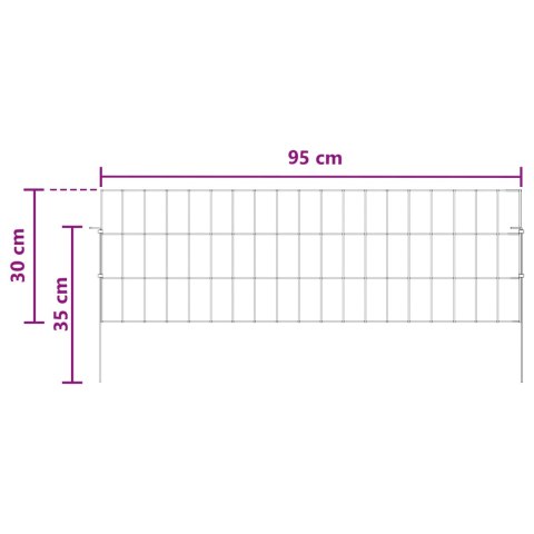 OGRODZENIE Z PALIKAMI 12 PCS 95X30CM MESH STAL OCYNKOWANA