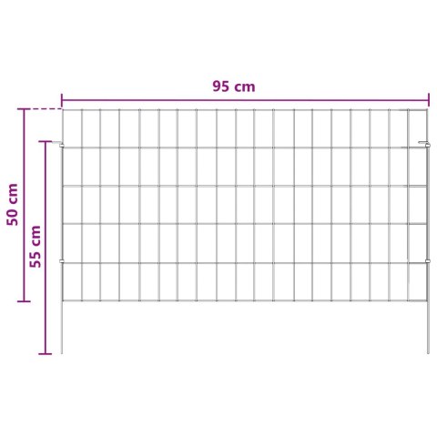 OGRODZENIE Z PALIKAMI 12 PCS 95X50CM MESH STAL OCYNKOWANA