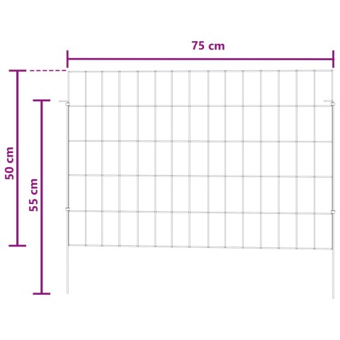 OGRODZENIE Z PALIKAMI 24 PCS 75X50CM MESH STAL OCYNKOWANA