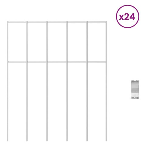 PANEL OGRODZENIOWY 24 PCS STAL OCYNKOWANA SREBRNY