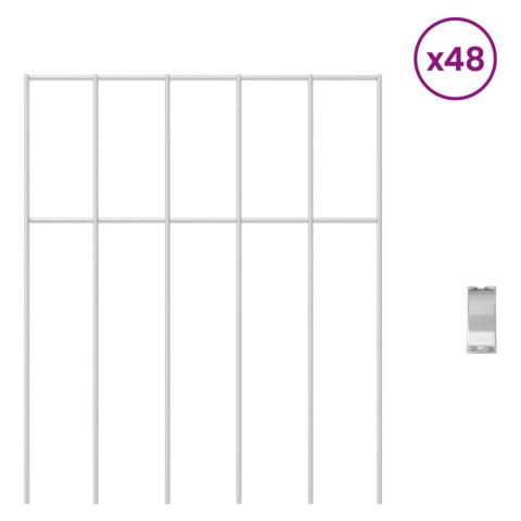 PANEL OGRODZENIOWY 48 PCS STAL OCYNKOWANA SREBRNY