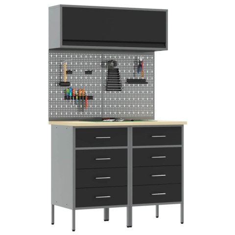 VidaXL Zestaw szafek roboczych z szufladą z półką 5 pcs Czarny