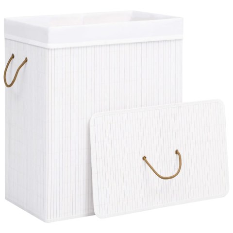 BAMBUSOWY KOSZ NA PRANIE BIAŁY 83 L