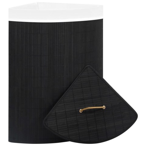 BAMBUSOWY KOSZ NA PRANIE NAROŻNY CZARNY 60 L