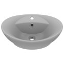 OWALNA UMYWALKA Z PRZELEWEM MATOWA JASNOSZARA 58,5X39CM