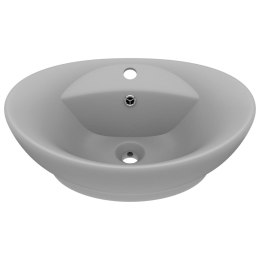 OWALNA UMYWALKA Z PRZELEWEM MATOWA JASNOSZARA 58,5X39CM