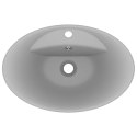 OWALNA UMYWALKA Z PRZELEWEM MATOWA JASNOSZARA 58,5X39CM
