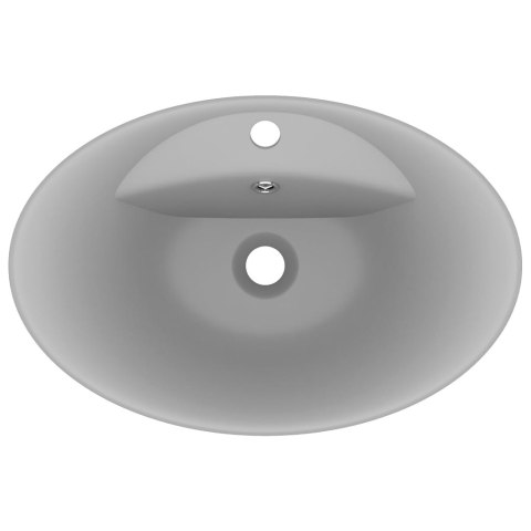 OWALNA UMYWALKA Z PRZELEWEM MATOWA JASNOSZARA 58,5X39CM