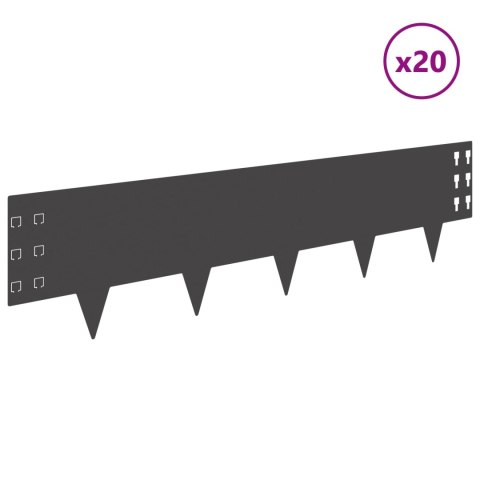 KRAWĘŻNIK DO TRAWNIKA 20 PCS 100X25CM STAL CZARNY