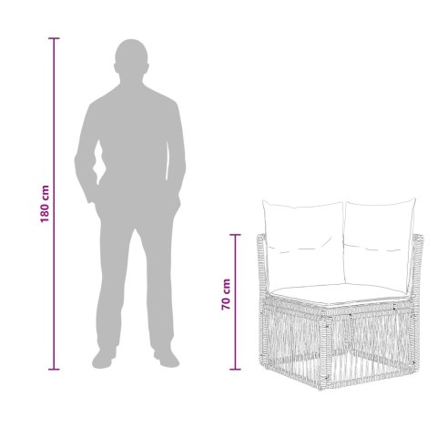 SOFA NAROŻNA SZARY POLIRATTAN