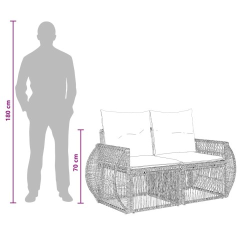 SOFA OGRODOWA 2-LICZBA MIEJSC SZARY POLIRATTAN