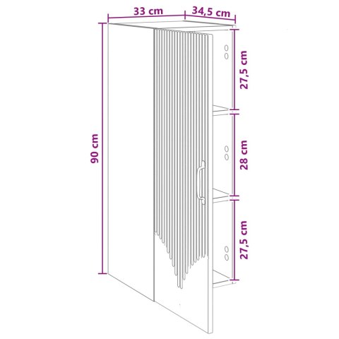 VidaXL Szafka ścienna Biały 33 x 34,5 x 90 cm Drewno inżynieryjne