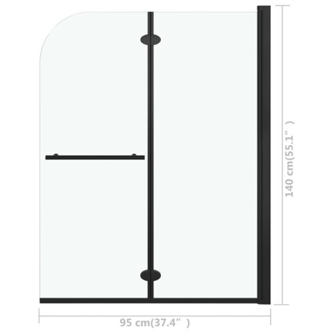SKŁADANY PARAWAN NAWANNOWY 2 PANELE ESG 95X140CM CZARNY