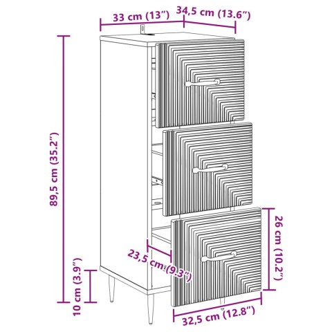 VidaXL Szafka z Szufladami Biały 33 x 34,5 x 89,5 cm