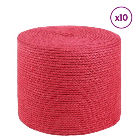 10 SZT. 2 MM CZERWONY 100% JUTA TOSSA