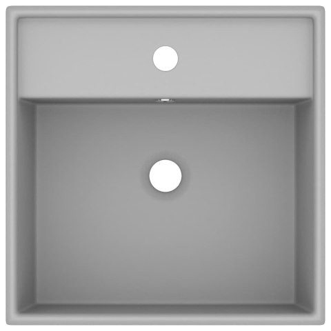 KWADRATOWA UMYWALKA Z PRZELEWEM MATOWA JASNOSZARA 41X41CM