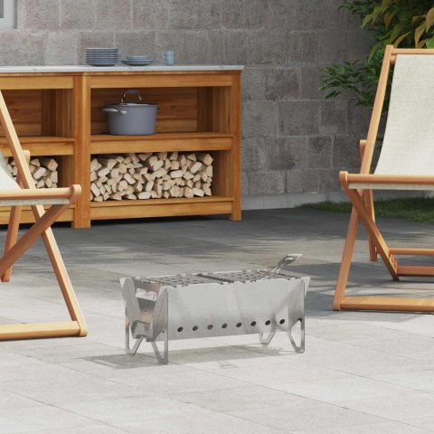 OGNISKO CAMPINGOWE 42 X 22 X 18 CM STAL NIERDZEWNA SREBRNY