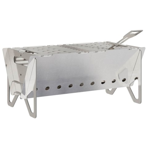 OGNISKO CAMPINGOWE 42 X 22 X 18 CM STAL NIERDZEWNA SREBRNY