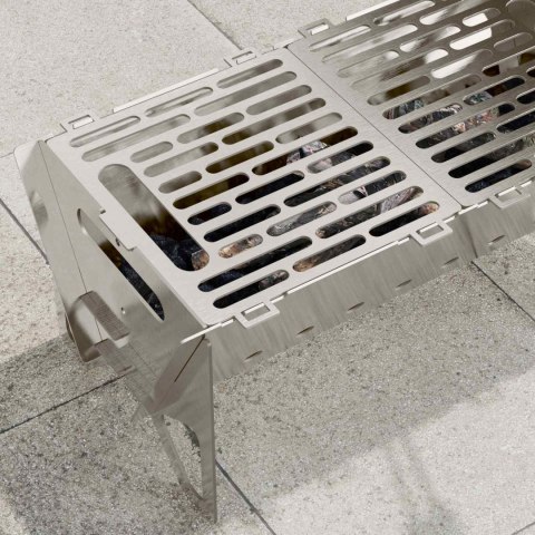 OGNISKO CAMPINGOWE 42 X 22 X 18 CM STAL NIERDZEWNA SREBRNY