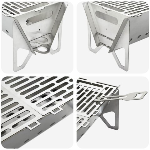 OGNISKO CAMPINGOWE 42 X 22 X 18 CM STAL NIERDZEWNA SREBRNY