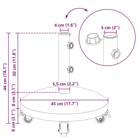 PODSTAWA PARASOLA GRANITE Z KÓŁKAMI DO SŁUPKA 4-5CM 27.2 KG