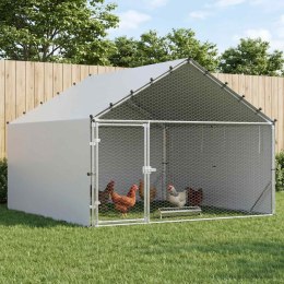 KURNIK Z DACHEM SREBRNY 200X200X150CM STAL OCYNKOWANA