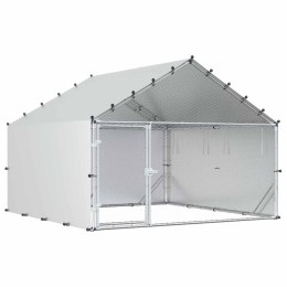 KURNIK Z DACHEM SREBRNY 200X200X150CM STAL OCYNKOWANA