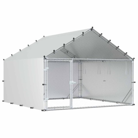 KURNIK Z DACHEM SREBRNY 200X200X150CM STAL OCYNKOWANA
