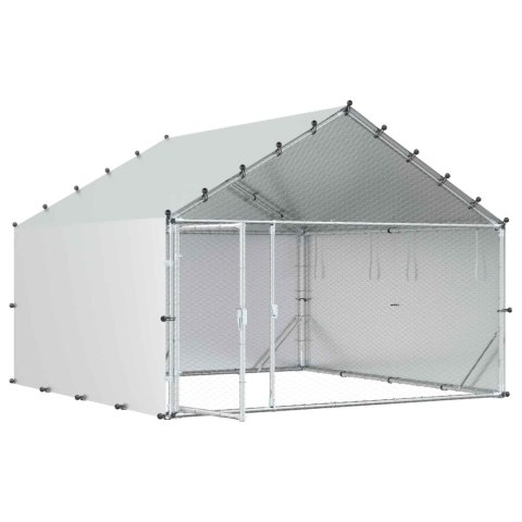 KURNIK Z DACHEM SREBRNY 200X200X150CM STAL OCYNKOWANA