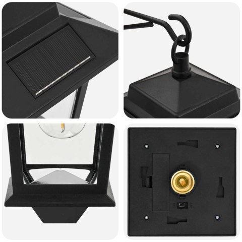 LAMPA MONTAŻOWA NA ŚCIANIE 2 SZT. CZARNY 19X14X25CM