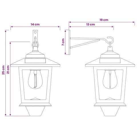 LAMPA MONTAŻOWA NA ŚCIANIE 2 SZT. CZARNY 19X14X25CM
