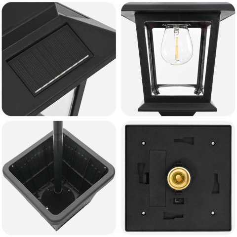 LAMPKA SOLARNA Z DONICĄ WITH LED BULB CZARNY 32X32X158CM