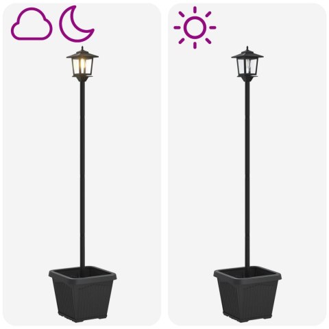 LAMPKA SOLARNA Z DONICĄ WITH LED BULB CZARNY 32X32X158CM