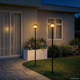 ZESTAW LAMP POST WITH LED BULB 2 SZT. CZARNY 16X16X156CM
