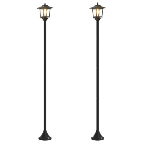ZESTAW LAMP POST WITH LED BULB 2 SZT. CZARNY 16X16X156CM